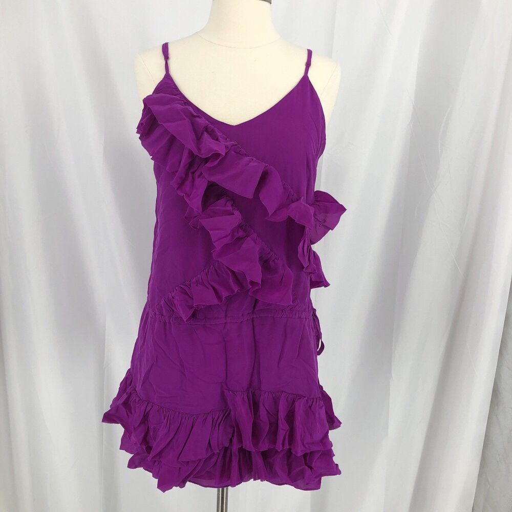 Banana Republic Dress 8 Spaghetti Strap Ruffle Mini Purple